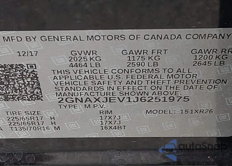 2018 Chevrolet Equinox Lt z USA, uszkodzony, nr VIN 2GNAXJEV1J6251975